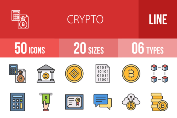 50 Crypto Filled Line Icons for Modern Design