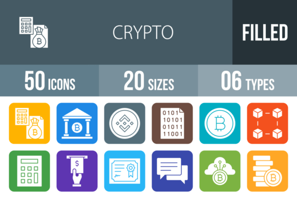 50 Crypto Filled Round Corner Icons for Modern Design