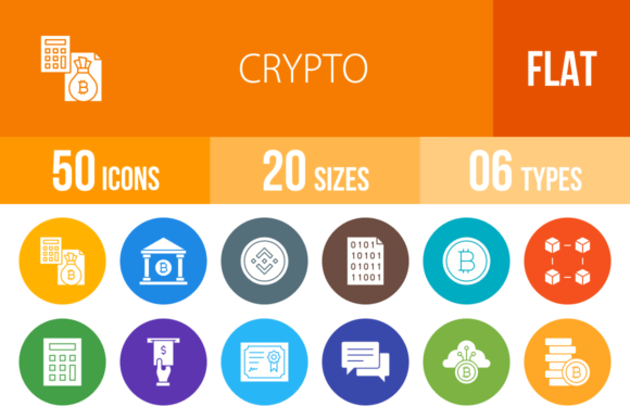 50 Crypto Flat Round Icons: Streamline Your Digital Design