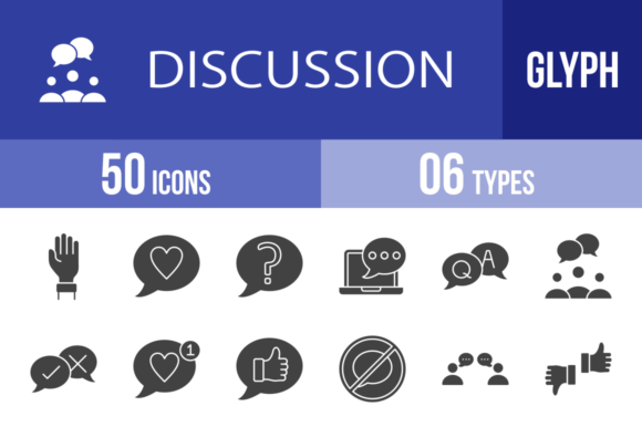 50 Discussion Glyph Icons: Visual Language for Modern Communication