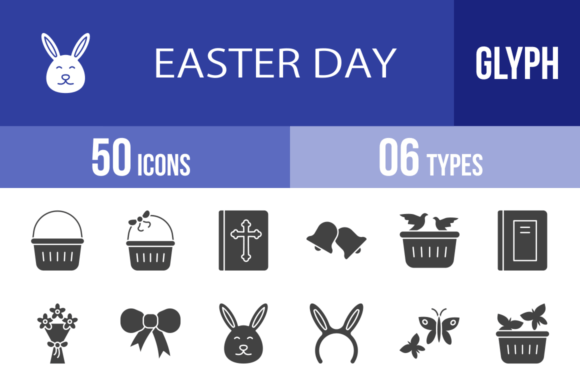 50 Easter Day Glyph Icons for Every Project