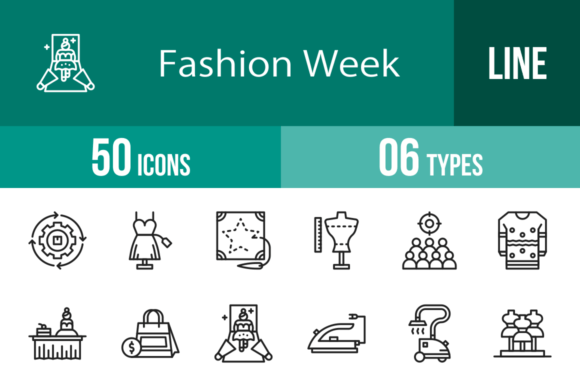 50 Fashion Week Line Icons: Your Toolkit for Stylish Design