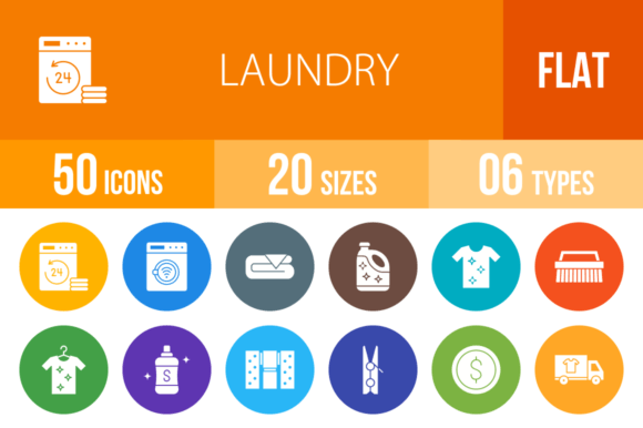 50 Laundry Flat Round Icons: A Complete Toolkit for Modern Design