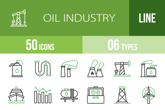 50 Oil Industry Green & Black Icons: A Designer's Essential Toolkit