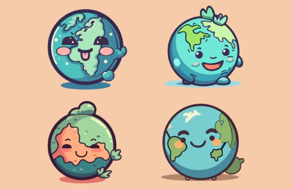 Charming Planet Earth: Vector Character Illustration