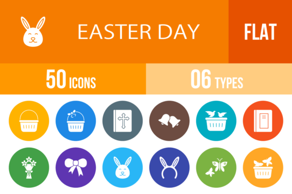 Elevate Your Holiday Projects with These 50 Easter Day Flat Round Icons