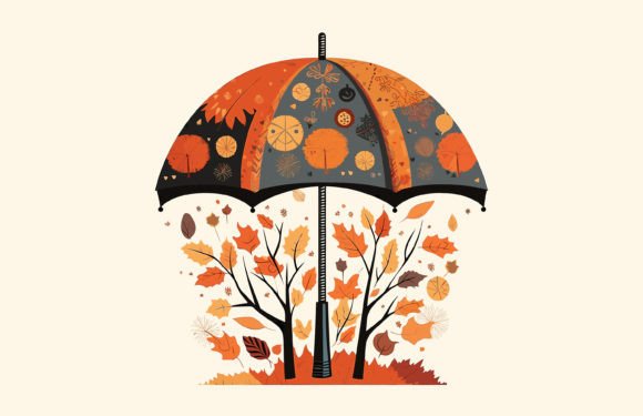 Embrace the Season with the Autumn Umbrella Vector Illustration