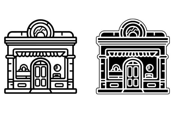 Online Store Flat Line Icon Set: Your Shop Building Icon Set