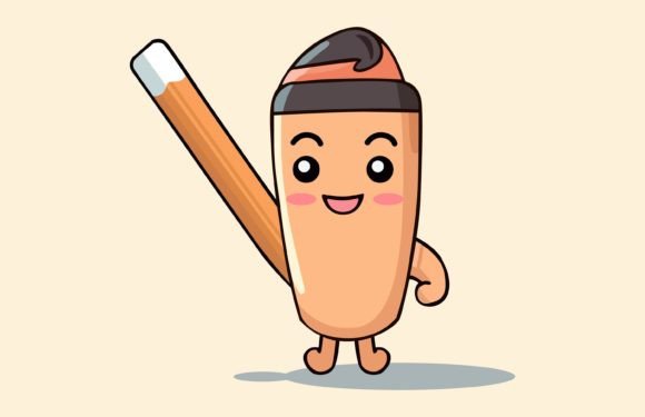 The Cute Pencil is Waving the Hand Draw: A Playful Asset for Creative Projects